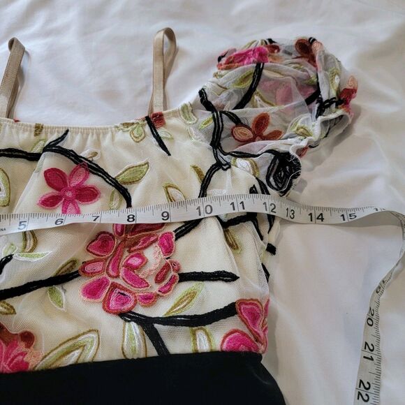 Vintage Dansco Girls Bodysuit Size Large Floral Velvet Ballet Coquette Fairy - Picture 4 of 6